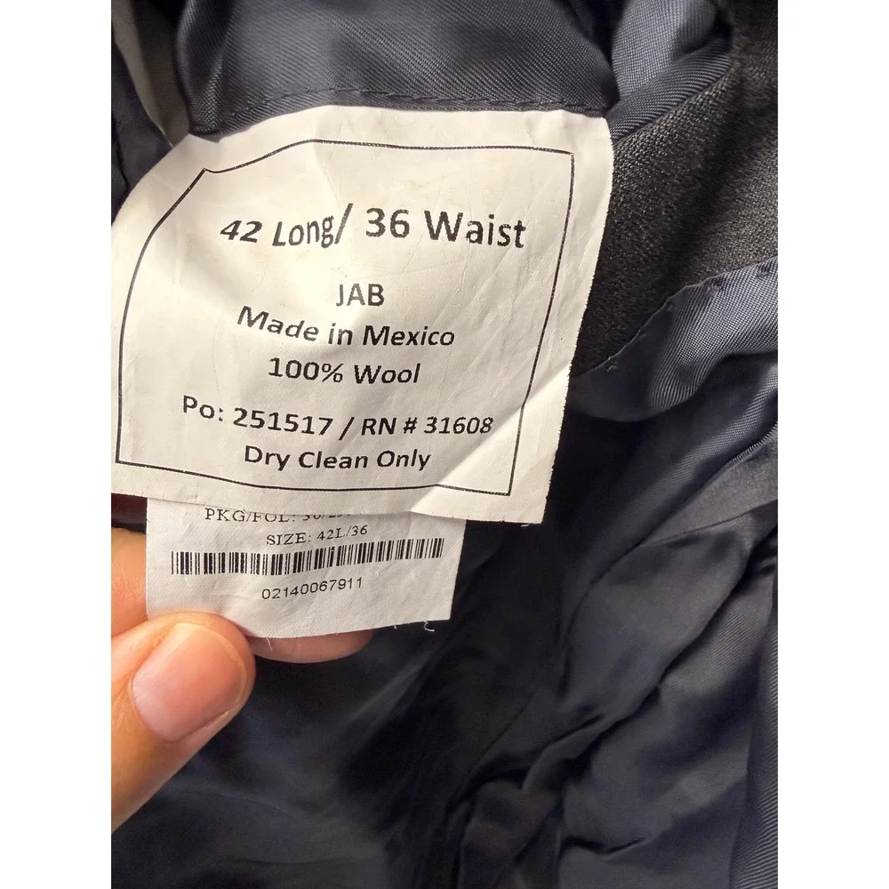 Jos. A. Bank Signature Grey Wool Blazer Tailored Fit 2-Button Sport Coat 42L